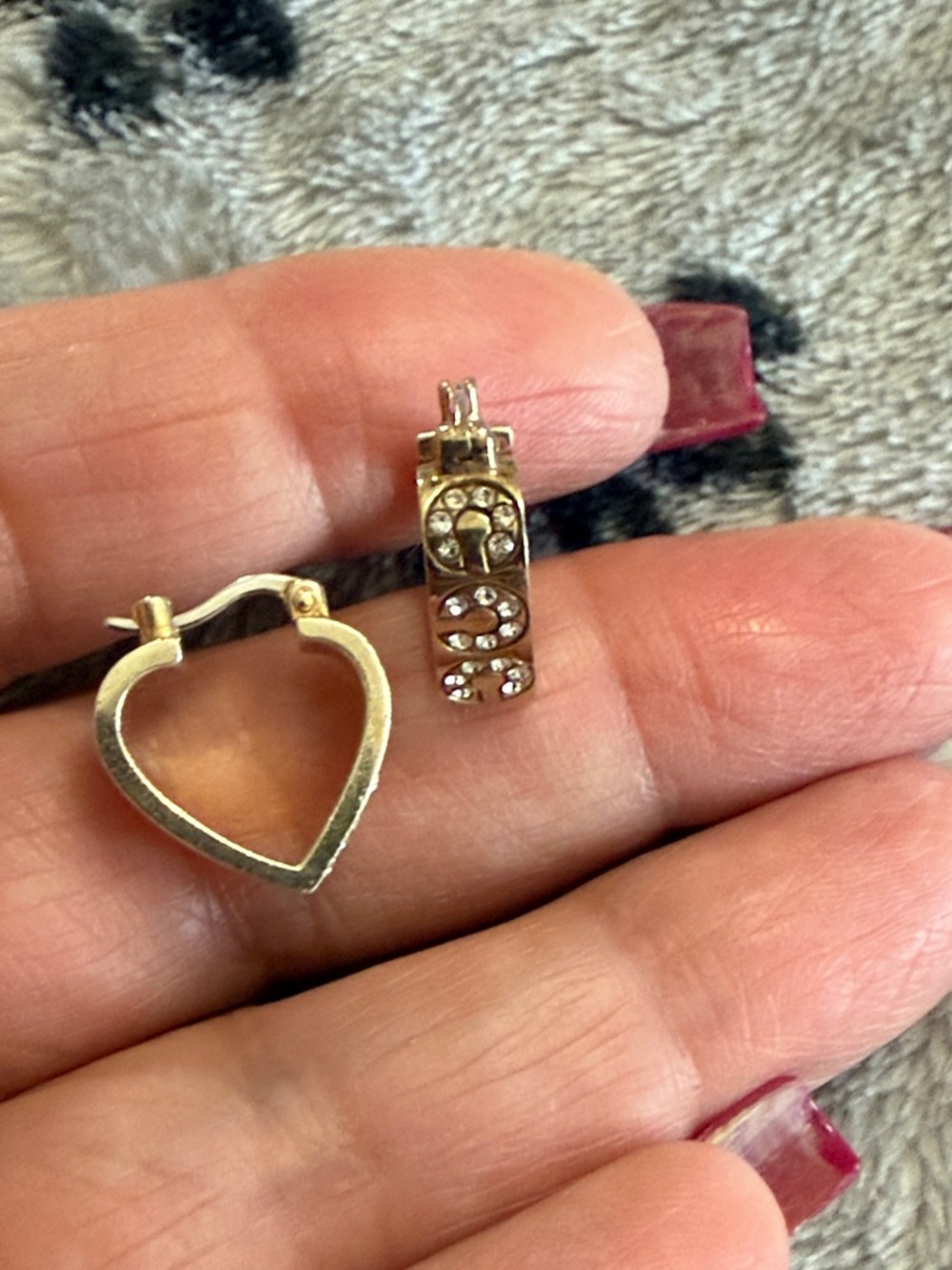 COACH Sterling Silver Heart Hoop and Crystal Accent Earring Set
